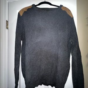 J. Crew Grey Sweater with Tan Suede Shoulders